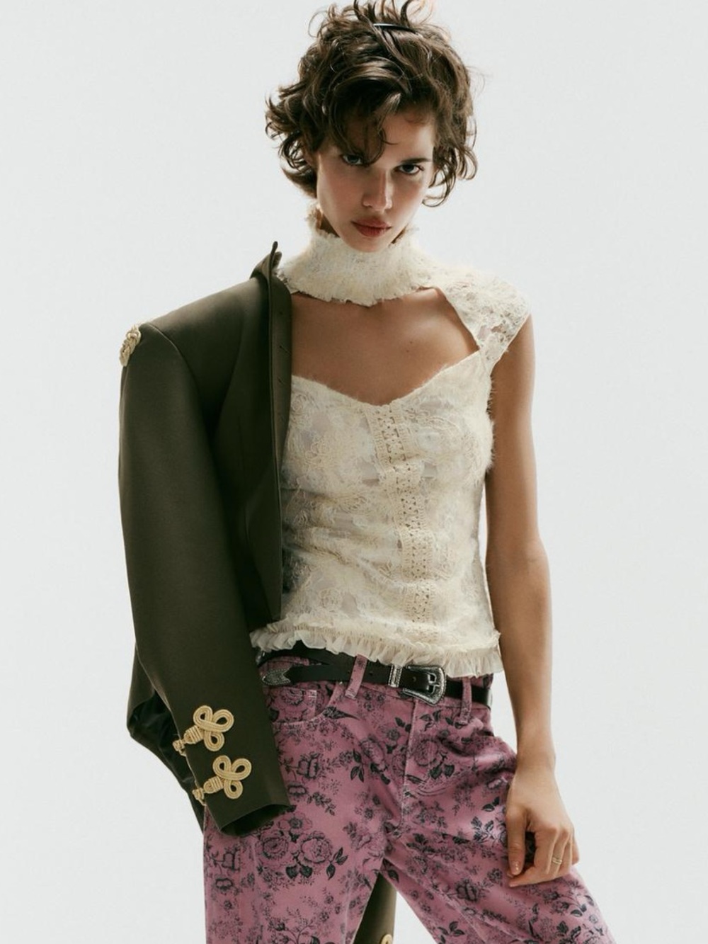 ZARA ROMANTIC HIGH-NECK CORSET TOP